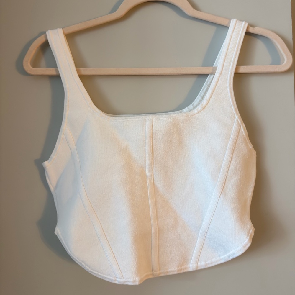 Babaton White Square-Neck Crop Tank